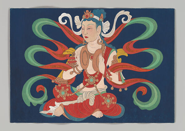 Heavenly musician, study of Dunhuang Cave 327, Chang Dai-chien (Zhang Daqian)  Chinese, Album leaf; ink and color on paper, China