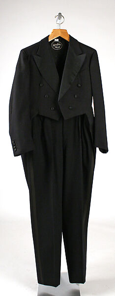 Evening suit, wool, silk, American 