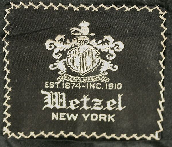 Suit, Wetzel (American, founded 1874), wool, silk, American