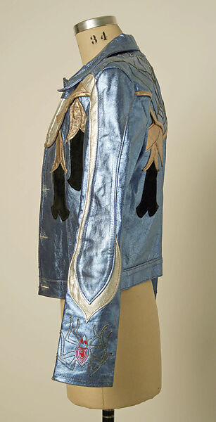 Jacket, leather, plastic (cellulose nitrate, acrylic), cotton, metal, wood, American