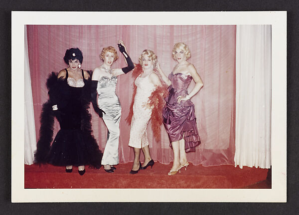 [Susanna and three friends in gowns on stage at Chevalier d'Eon, Hunter, NY]
, Unknown, Chromogenic print
