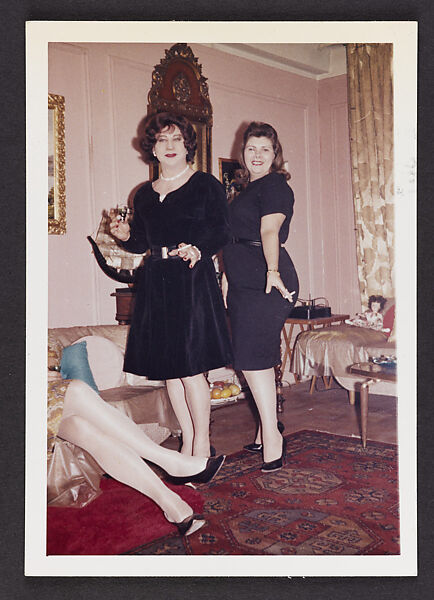 [Gail and friend in black dresses in Susanna and Marie’s New York City apartment]
, Unknown, Chromogenic print