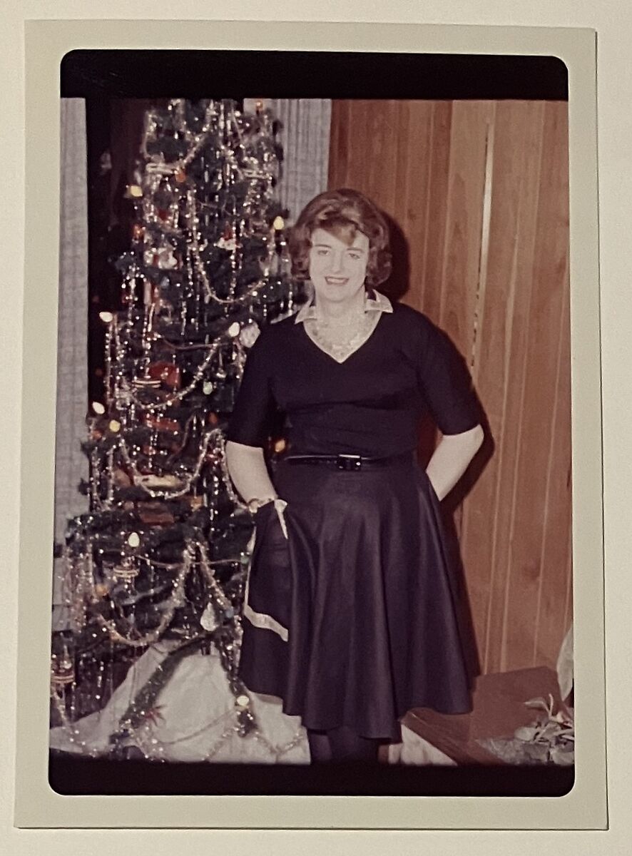 [Vicky standing in front of a Xmas tree], Unknown, Chromogenic print
