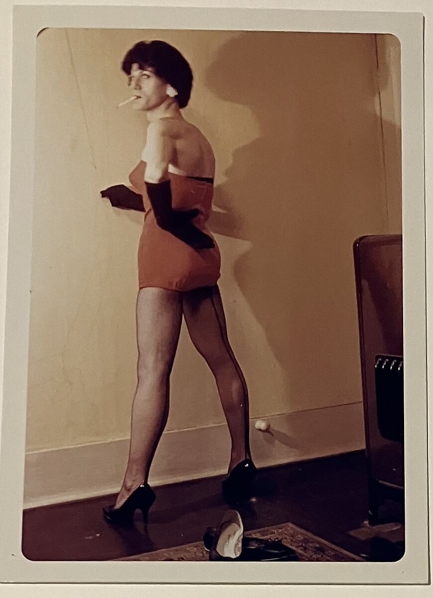 [Pegie – standing in red lingerie, 3/4 view from back], Unknown, Chromogenic print