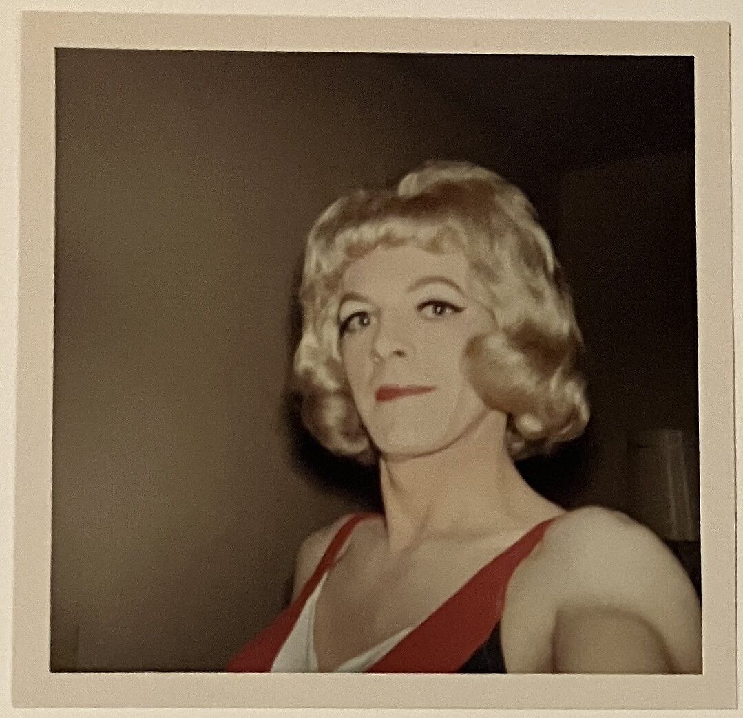 [Crystal in blond wig with red and white sleeveless top], Unknown, Chromogenic print