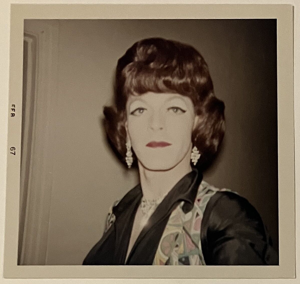 [Crystal with earrings and patterned vest]
, Unknown, Chromogenic print