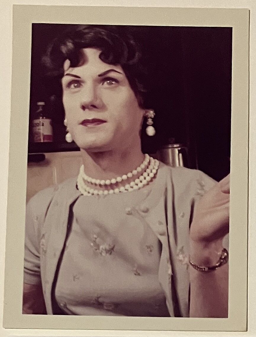 [Pegie – closeup portrait with three–strand necklace and gray suit], Unknown, Chromogenic print