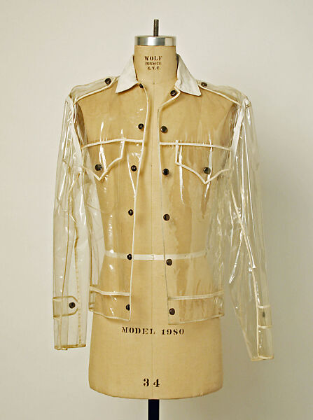 Jacket, plastic, leather, cotton, American 