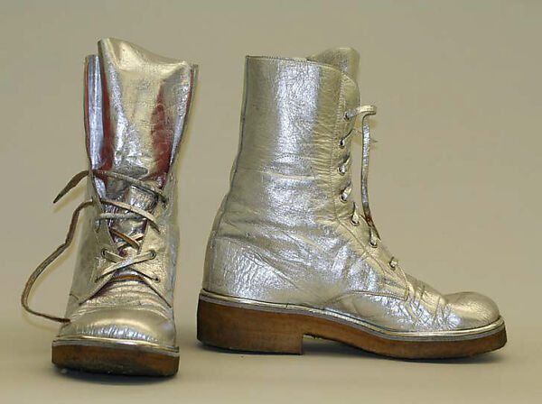 Ensemble, silk, cotton, metal, leather, plastic, American