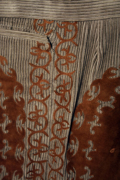 Ensemble, Turnbull &amp; Asser (British, founded 1885), (a) cotton, leather
(b) cashmere wool
(c, d) leather
(e) fur, European