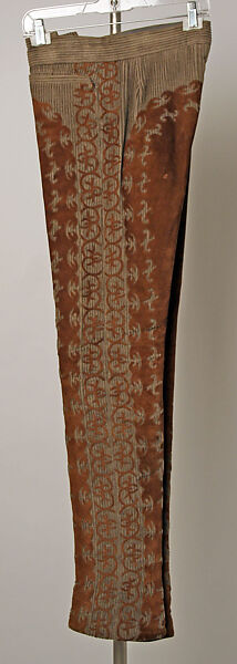 Ensemble, Turnbull &amp; Asser (British, founded 1885), (a) cotton, leather
(b) cashmere wool
(c, d) leather
(e) fur, European