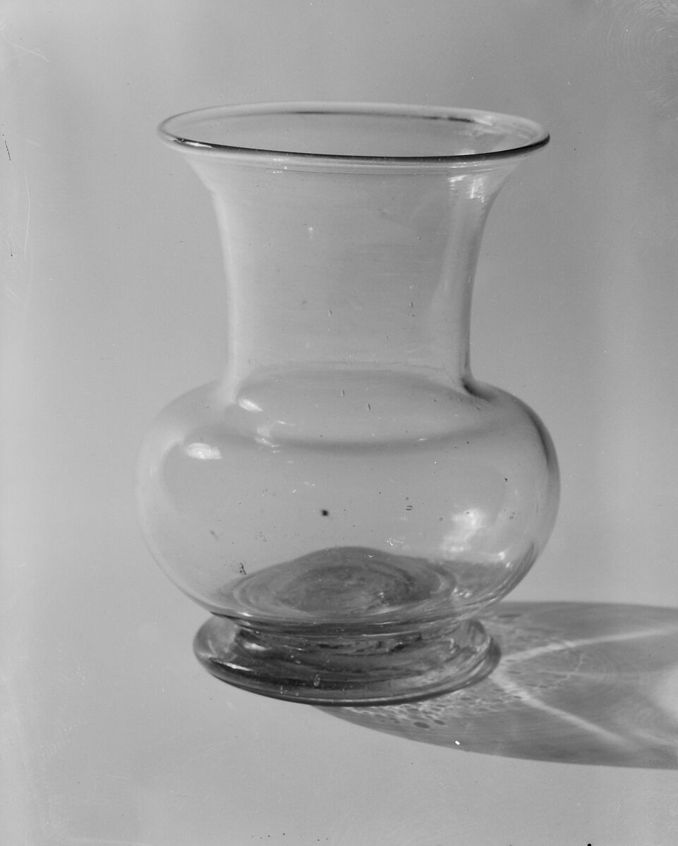 Vase, Free-blown aquamarine glass, American 