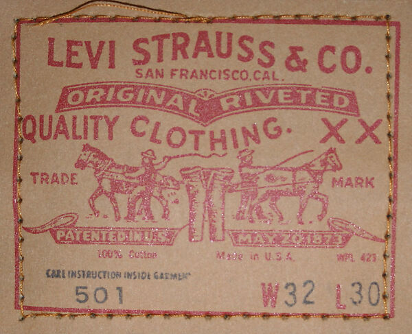 Jeans, Levi-Strauss and Company (American, founded ca. 1853), cotton, American