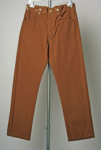 Jeans, Levi-Strauss and Company (American, founded ca. 1853), cotton, copper, steel, American 