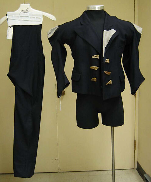 Suit, Vivienne Westwood (British, 1941–2022), wool, cotton, horn, synthetic fiber, British 