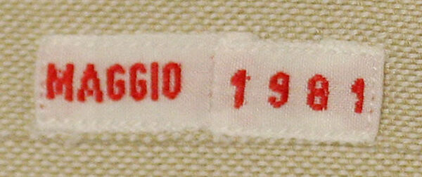 Suit, (d) House of Dior (French, founded 1946), (a,b) cashmere
(c) cotton
(d) silk
(e,f) leather
(g,h) rayon (?), Italian