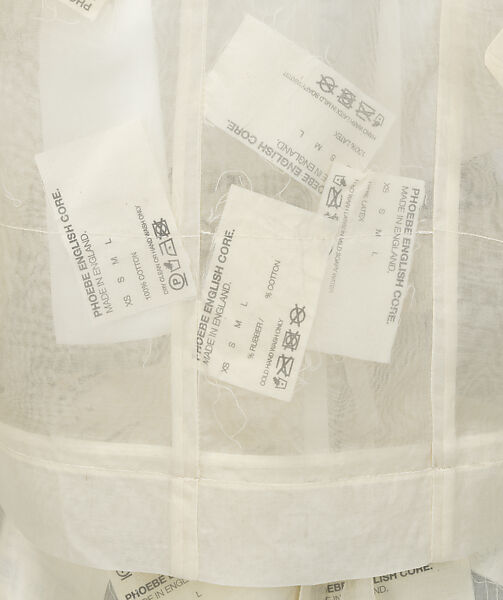 "Care Label", Phoebe English (British, born 1986), silk organza outer layer, cotton labeling in between, cotton thread, cotton tape, British