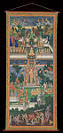 The Buddha Descending from Trayastrimsa Heaven at Sankissa, Banner painting; gouache, ink, and gold on linen-backed cotton, Thailand