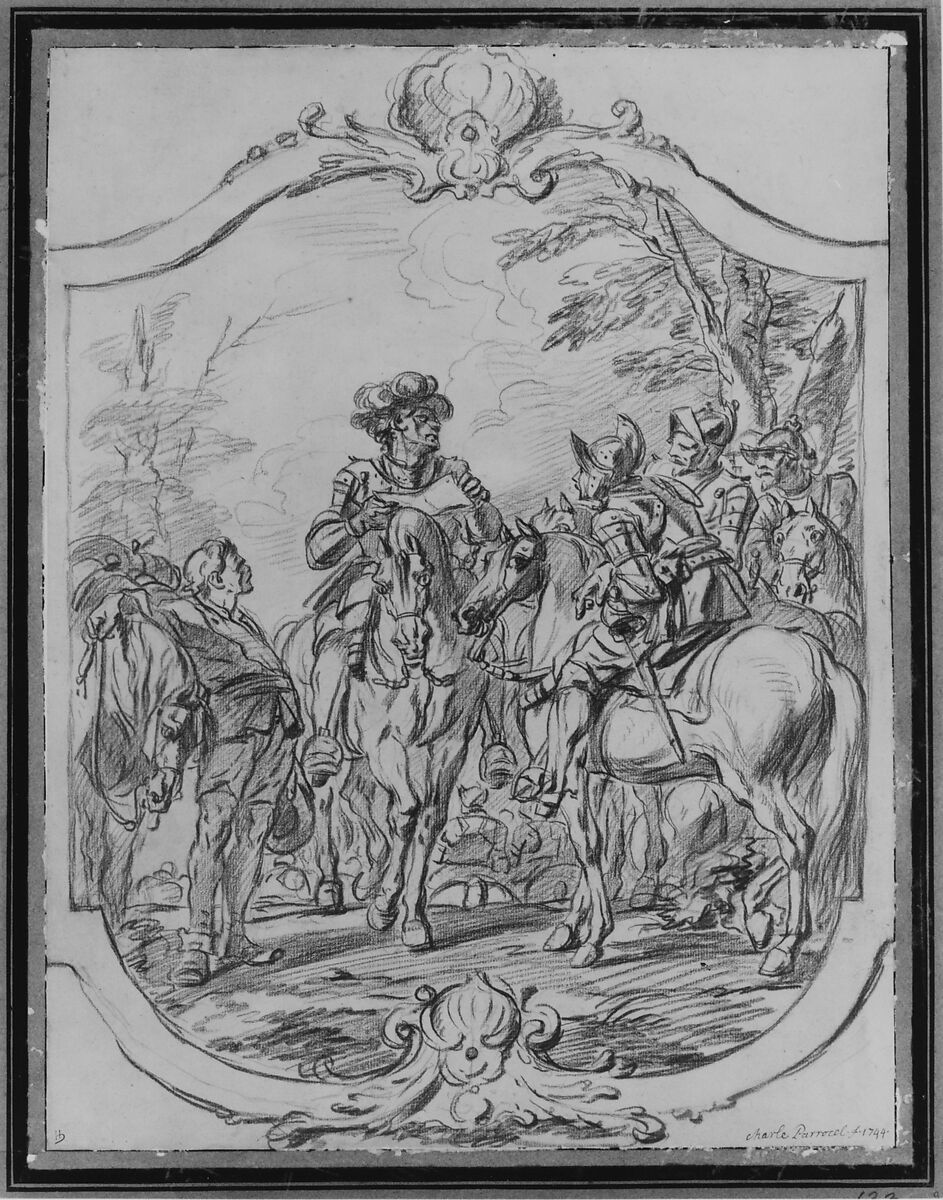 Scene of Military Life: A General Giving Orders, Charles Parrocel (French, Paris 1688–1752 Paris), Red chalk, over traces of graphite