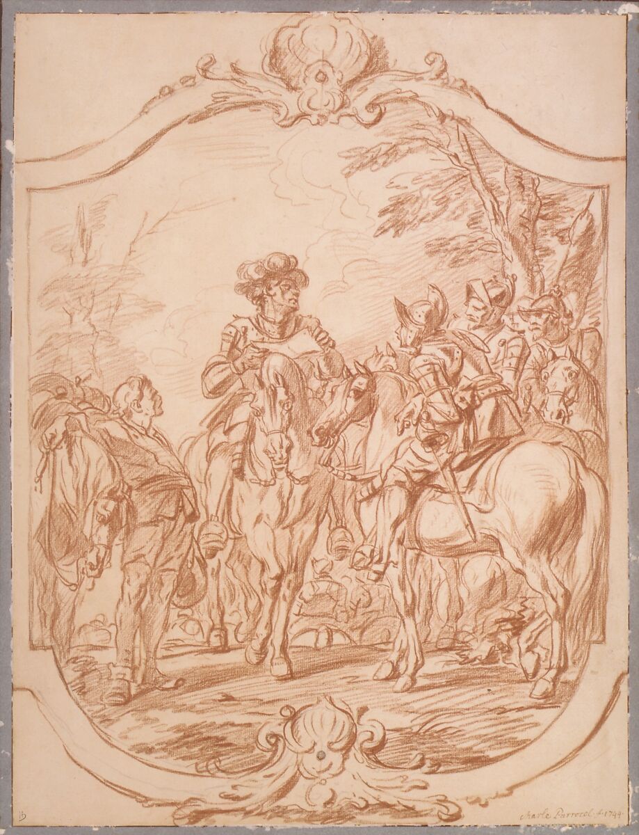 Scene of Military Life: A General Giving Orders, Charles Parrocel (French, Paris 1688–1752 Paris), Red chalk, over traces of graphite