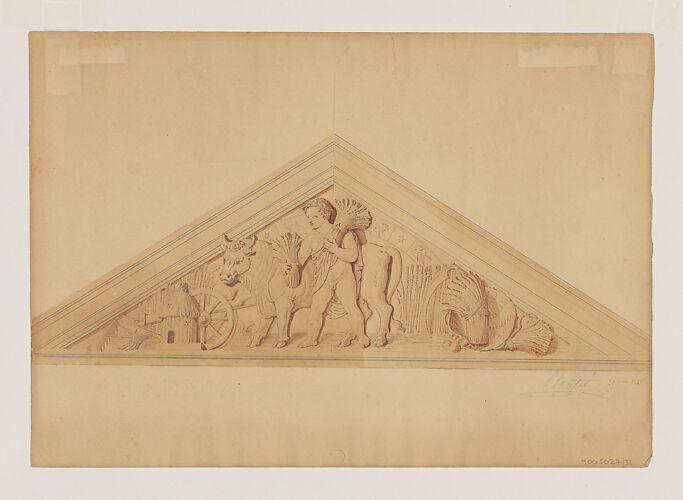 Design for a Pediment with a Putto and Bull
