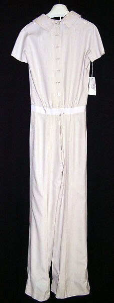 Jumpsuit, James Galanos (American, Philadelphia, Pennsylvania, 1924–2016 West Hollywood, California), (a) wool(b) snakeskin, plastic, metal, leather, American