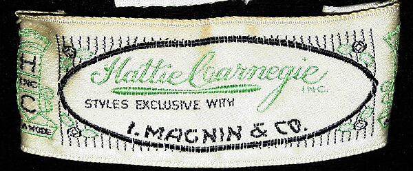 Dinner suit, Hattie Carnegie, Inc. (American, 1918–1965), wool, silk, American