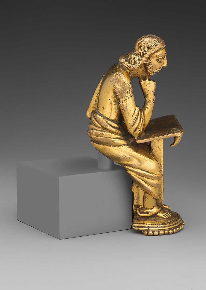 Evangelist, Gilded copper alloy, South Netherlandish