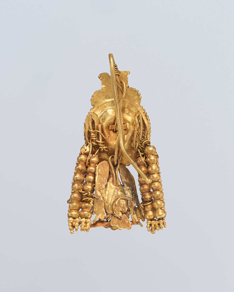 Pair of earrings, Gold and enamel, Greek, South Italian