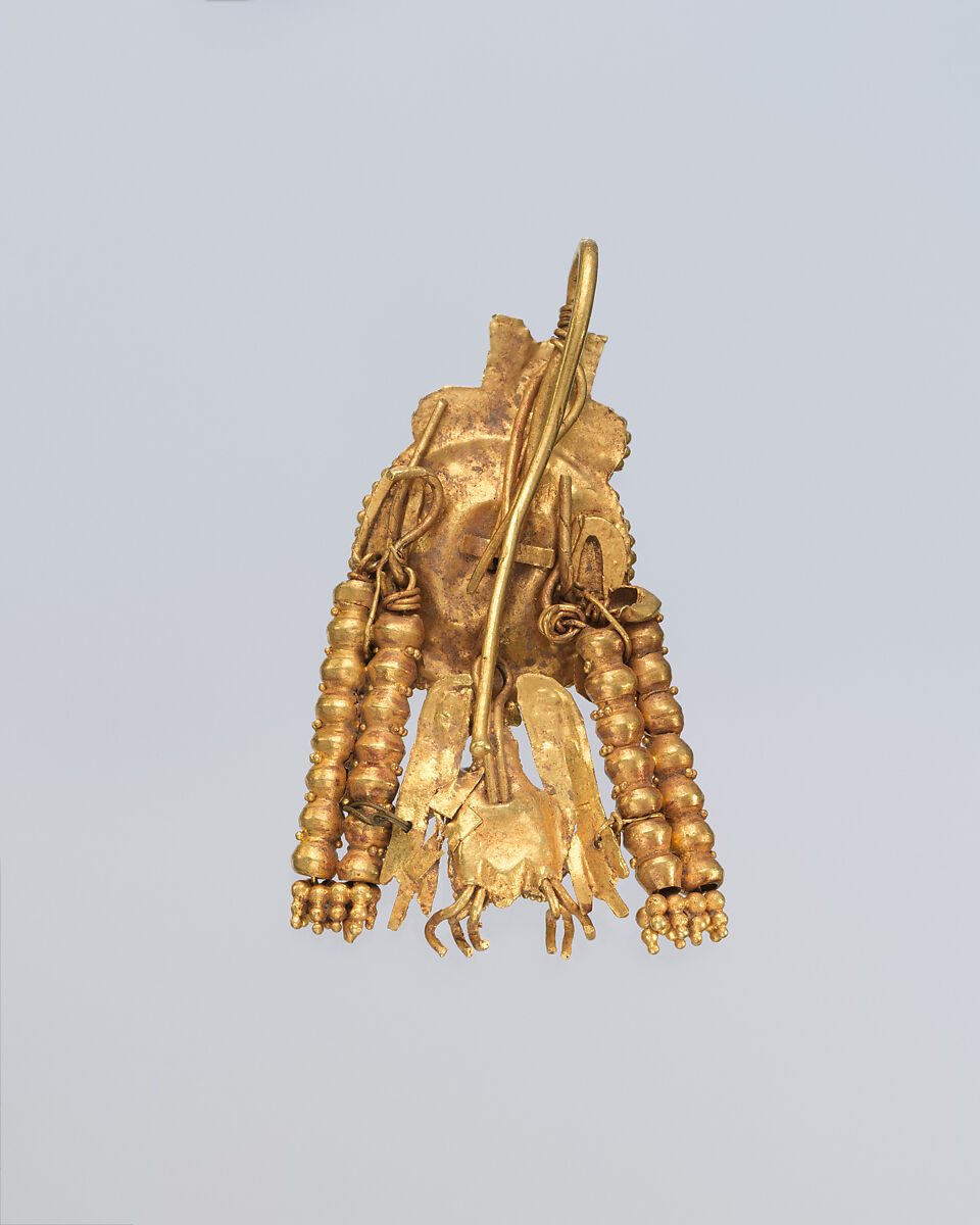 Pair of earrings, Gold and enamel, Greek, South Italian