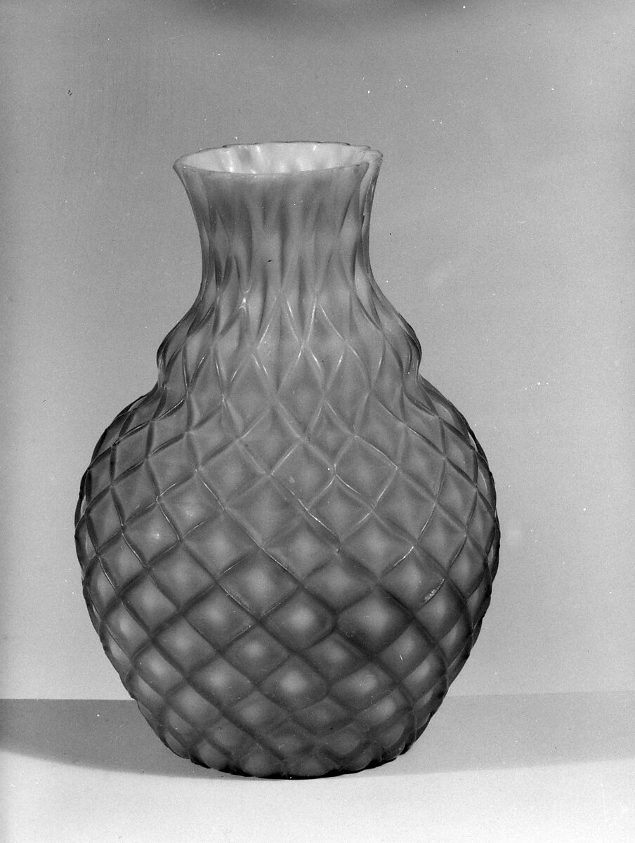 Vase, Blown satin pink glass, American or British 