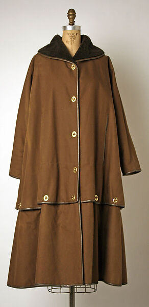 Coat, Bonnie Cashin (American, Oakland, California 1908–2000 New York), cotton, leather, acrylic, metal, American 