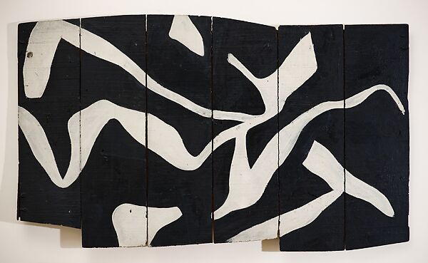 Formes blanches sur fond noir, Jean Arp  French, born Germany, Oil on wood panels