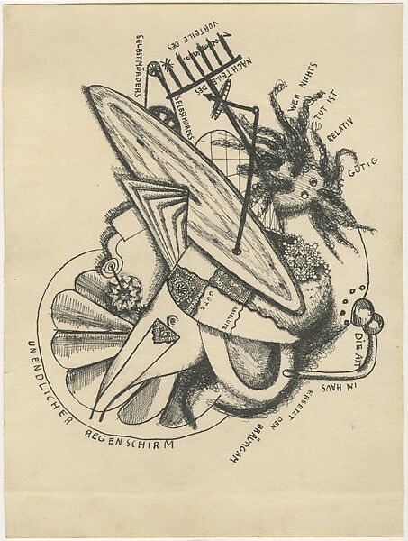 Unendlicher Regenschirm (Infinite Umbrella), Johannes Theodor Baargeld  German, Ink on paper