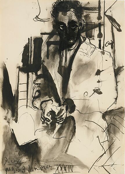 Portrait de Man Ray, Pablo Picasso  Spanish, Pen, brush and ink on paper