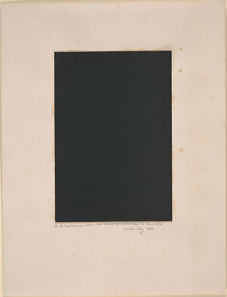 Untitled (to Robert Desnos), Man Ray  American, Black paint on paper on paper mount