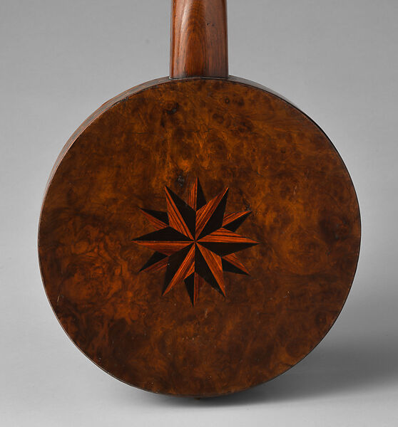 Banjo, Henry C. Dobson (American), Calfskin head, various woods, metal hardware, nylon strings, American