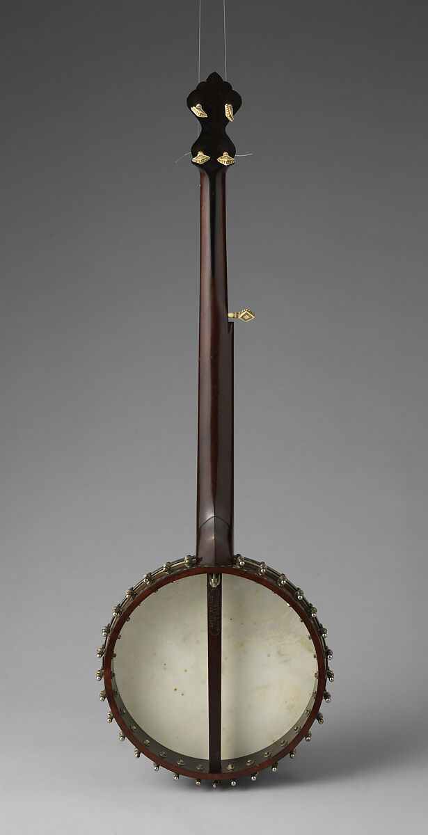 5-string Banjo, Fairbanks &amp; Cole, Calfskin head, various woods (including ebony), metal hardware, mother of pearl and abalone inlays, gut strings, ivory tuners, ivory nut, ivory tailpiece and ivory flush frets, American
