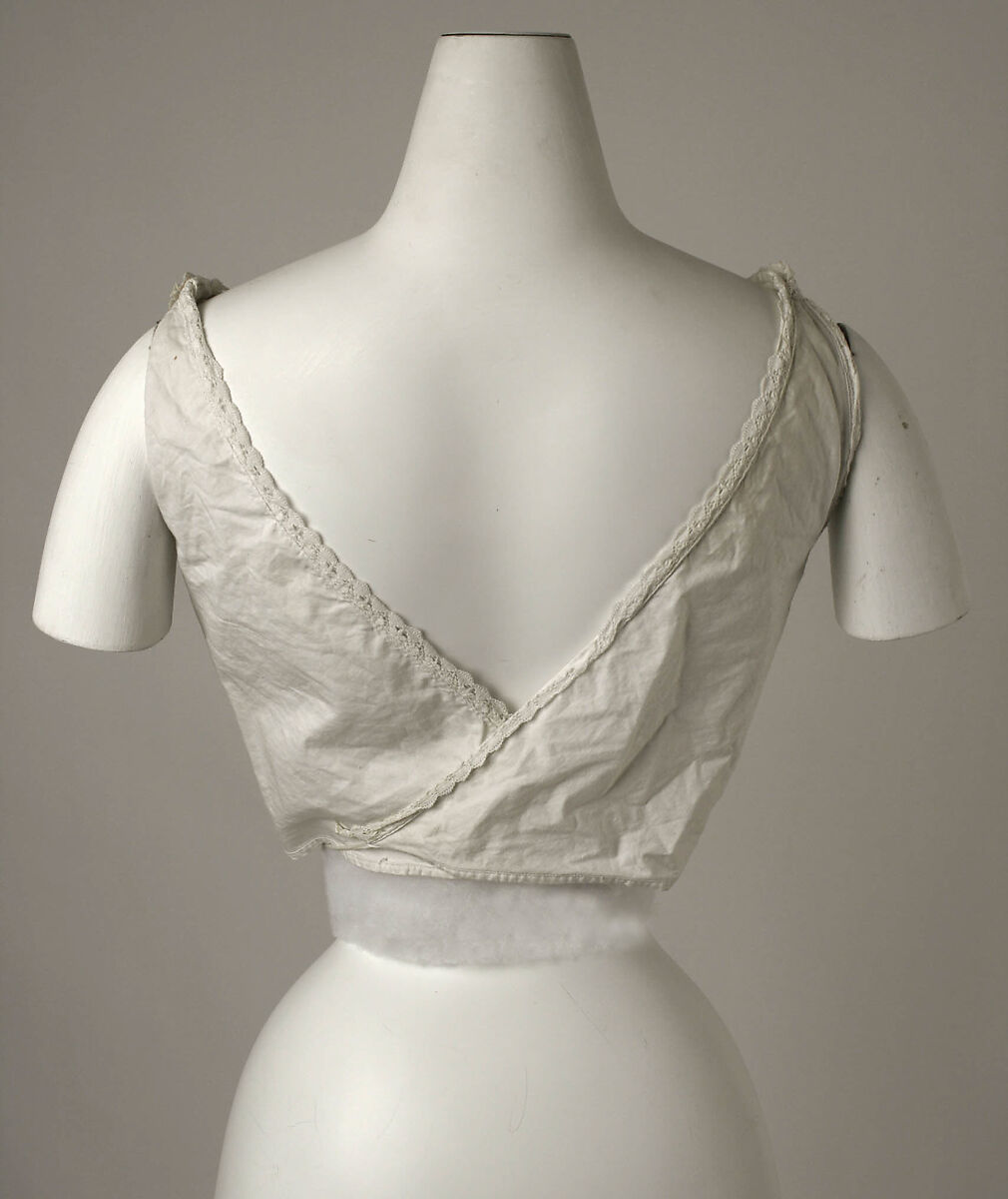 Bodice, cotton, metal, American or European