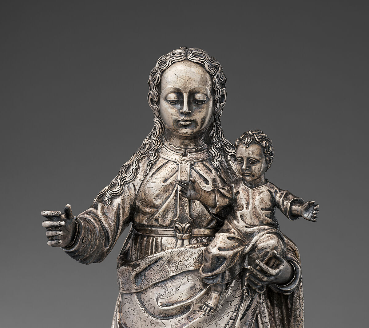 Virgin and Child, Cast, repousséd and chased silver, Indian, Goa