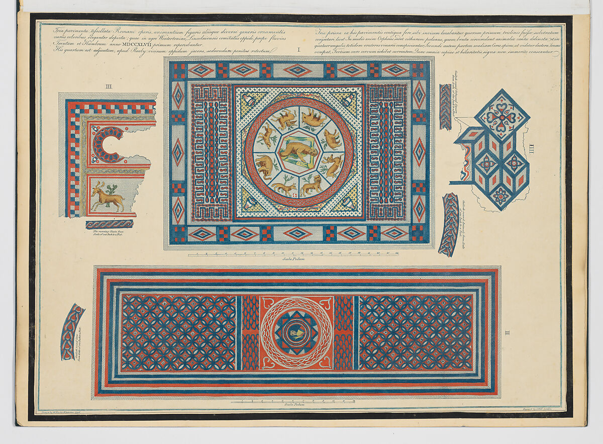 Engravings of the Principal Mosaic Pavements...in Various Parts of Great Britain, also...of Several Subjects in Stained Glass, Volume 1, Artist and publisher William Fowler (British, Winterton, Lincolnshire 1761–1832 Winterton, Lincolnshire), Hand-colored etching, engraving and aquatint