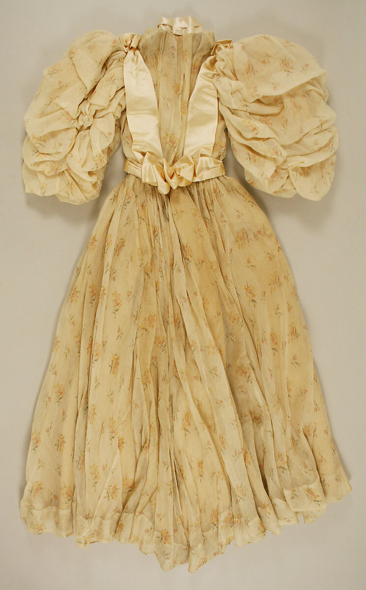 Dress, cotton, silk, American