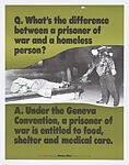 Q. What's the difference between a prisoner of war and a homeless person?, Guerrilla Girls  American, Offset lithograph