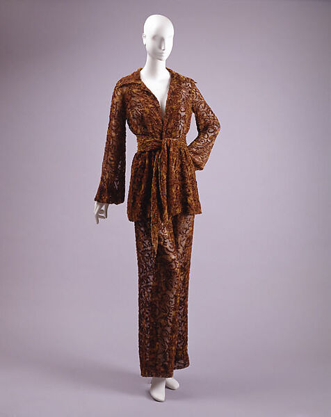 Evening ensemble, Halston (American, Des Moines, Iowa 1932–1990 San Francisco, California), synthetic fiber, cellophane, American 