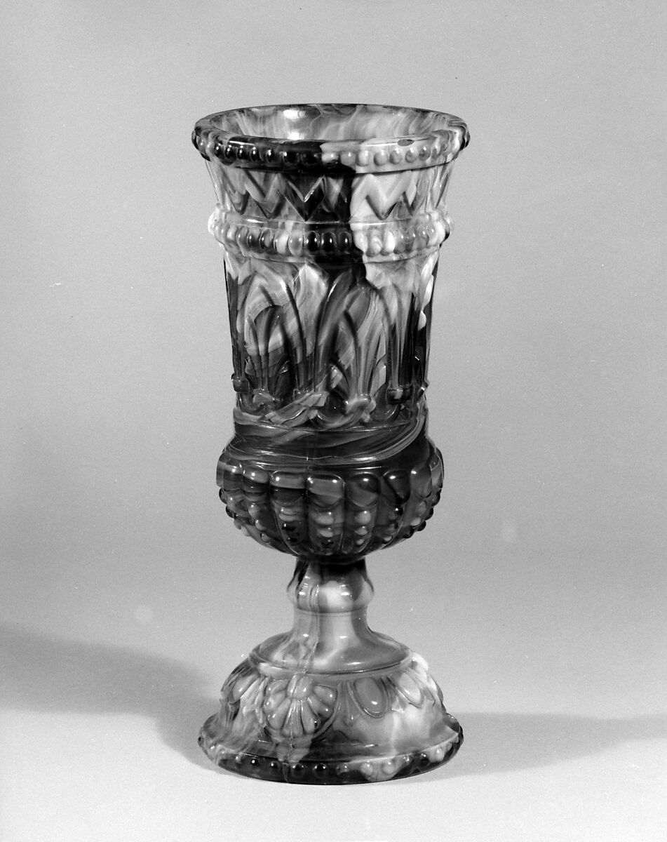 Vase, Pressed green marble glass 