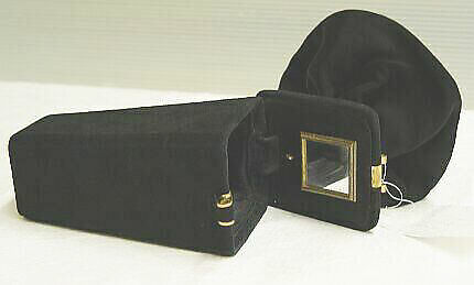 Cocktail purse, suede, silk, American