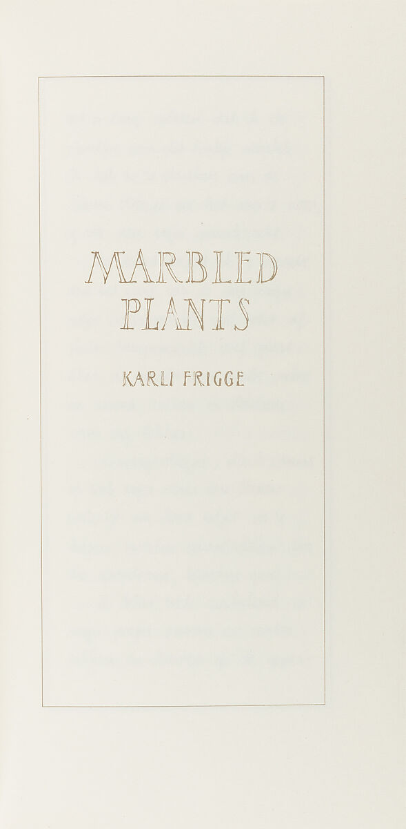 Marbled plants, Karli Frigge (Dutch, born Rotterdam, 1943)