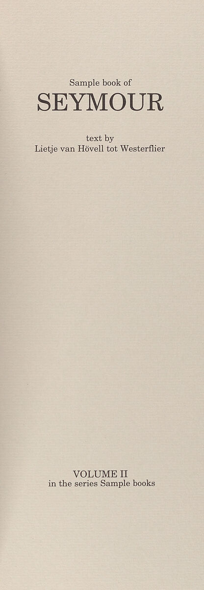 Sample book of Seymour, Karli Frigge (Dutch, born Rotterdam, 1943)