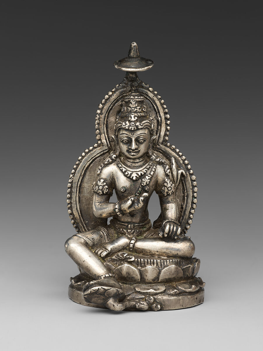 Buddha, Avalokiteshvara and Vajrapani, Cast silver, Indonesia, Central Java
