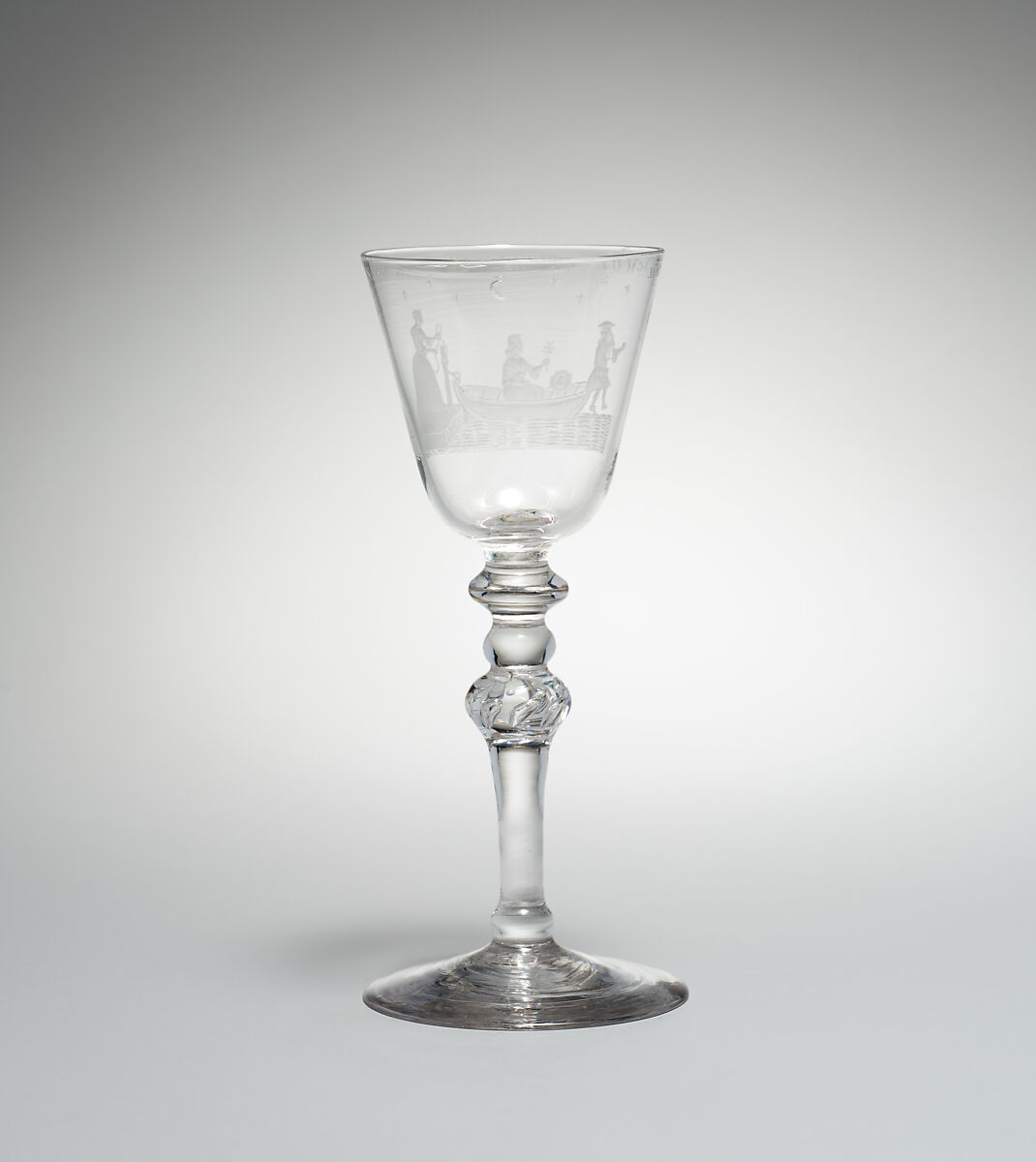 Wine goblet, Engraving attributed to Jacob Sang (Dutch, Erfurt 1720–1786 Nigtevecht), Lead glass, wheel engraved, Dutch, Amsterdam